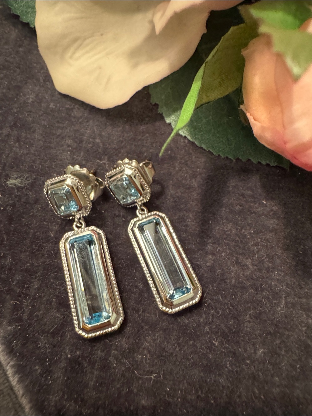 New Monica Rich Kosann Blue Topaz Earrings - Picture 6 of 6